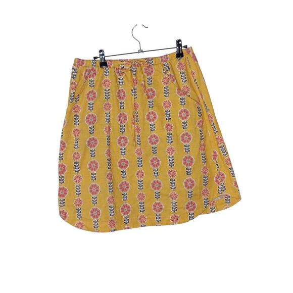 Sunhee Moon Yellow Floral Cotton Skirt with Tie Front | Size 3 | Made in USA - Picture 2 of 12